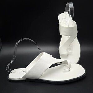 Alfani Freddee Toe-Loop Thong White Leather Sandals Women's Size 9M
